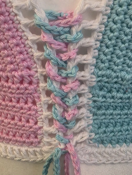 Crocheted Dual-Color Corset Halter Top - Picture 6 of 9